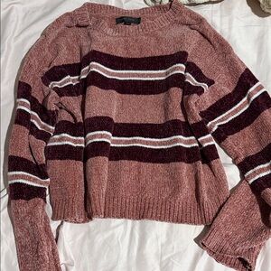 Striped Knit Sweater - Pink and Burgundy